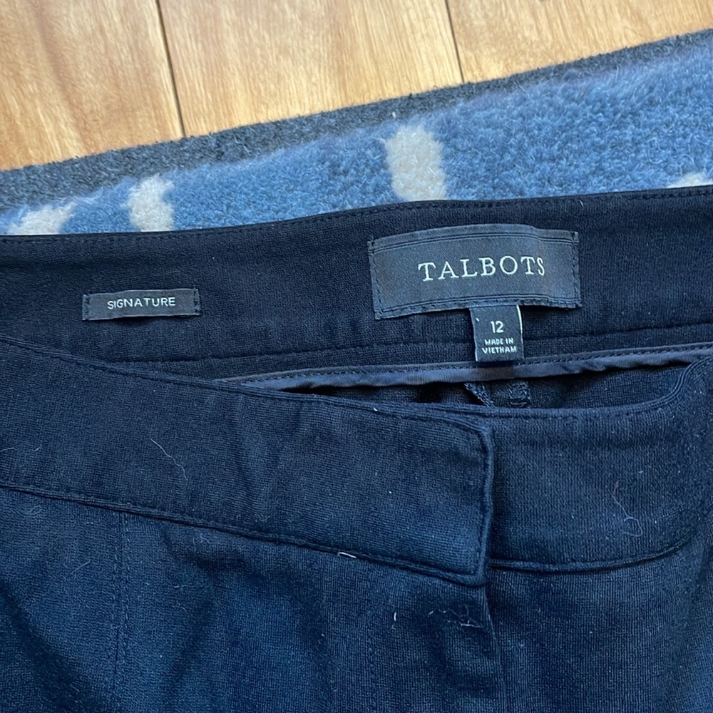 Talbots Signature Black Pants Faux Leather Trim Zip Pockets - Picture 2 of 3